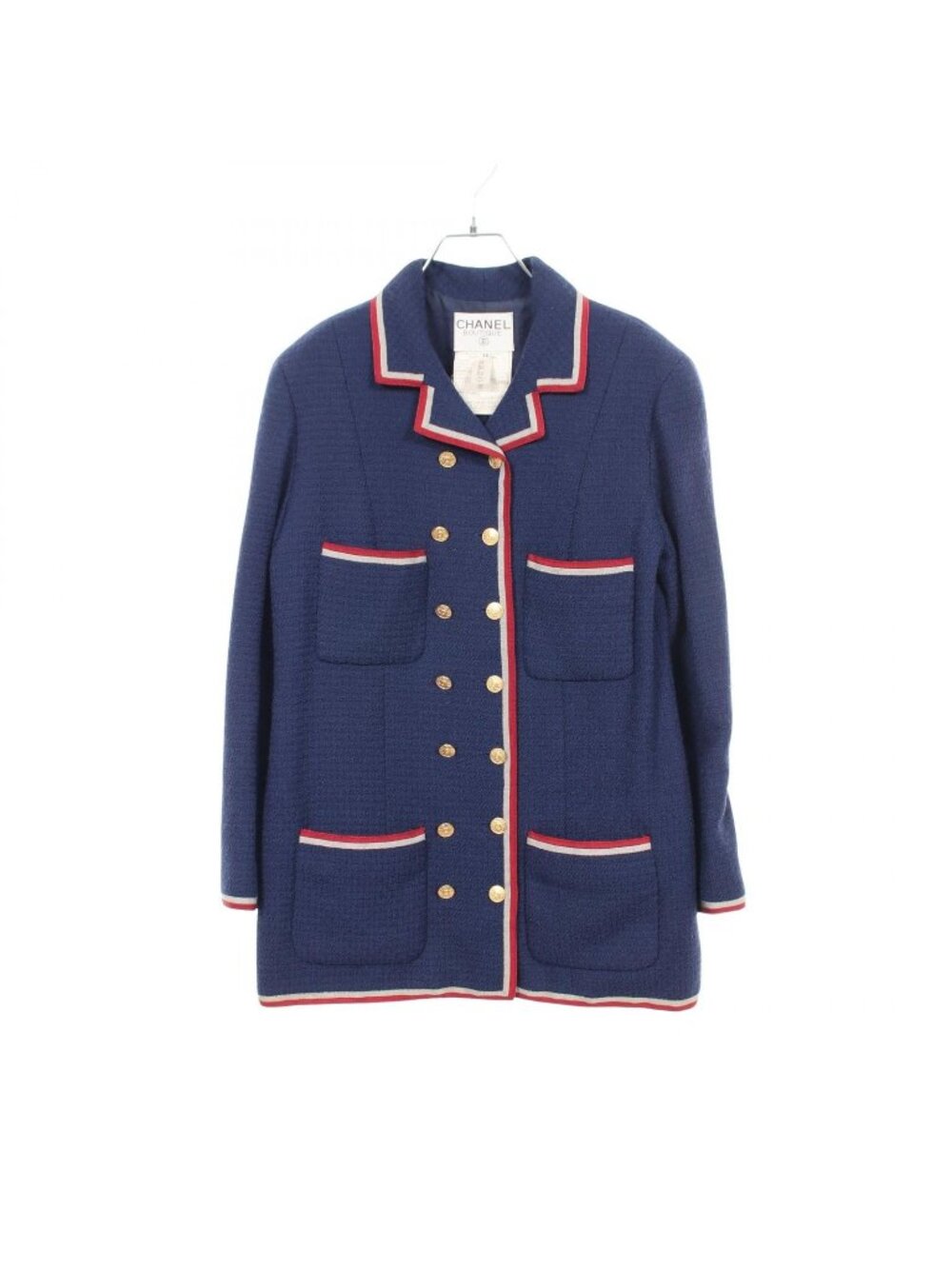 Chanel CC Logo Button Double Breasted Tweed Wool Jacket